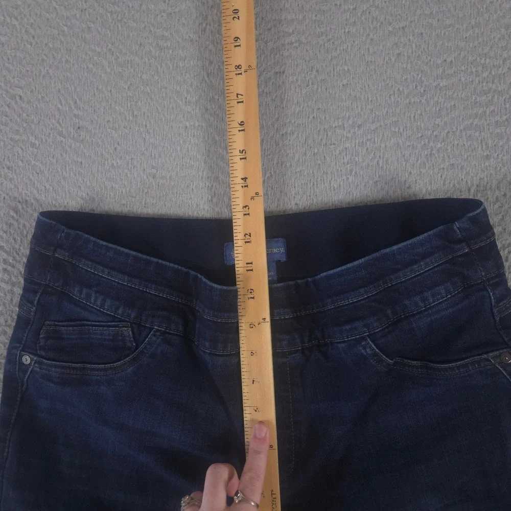 Democracy Jeans Women 14 Petite Blue Ab solution Stretch Bootcut Denim Jeggings - Picture 4 of 10